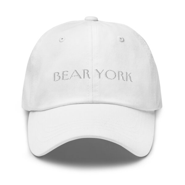 WHITE EMBROIDERED TEXT BEAR YORK HAT - Image 7