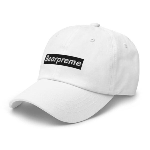 WHITE TEXT BLACK BOX ON WHITE BEARPREME HAT - Image 5