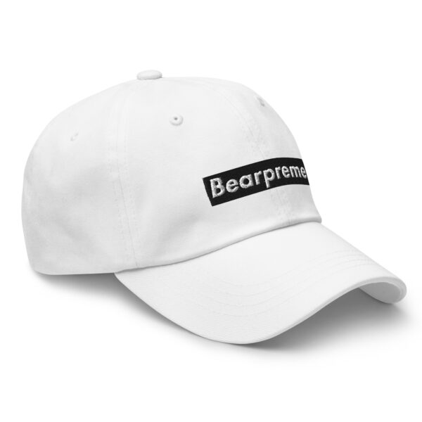 WHITE TEXT BLACK BOX ON WHITE BEARPREME HAT - Image 3