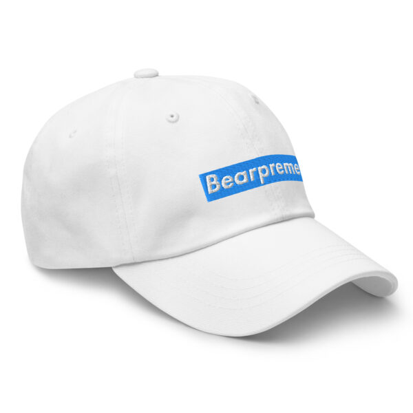 WHITE TEXT BLUE BOX ON WHITE BEARPREME HAT - Image 3