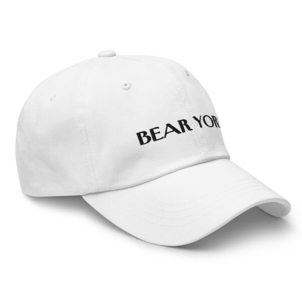 BLACK EMBROIDERED TEXT ON WHITE BEAR YORK HAT - Image 3