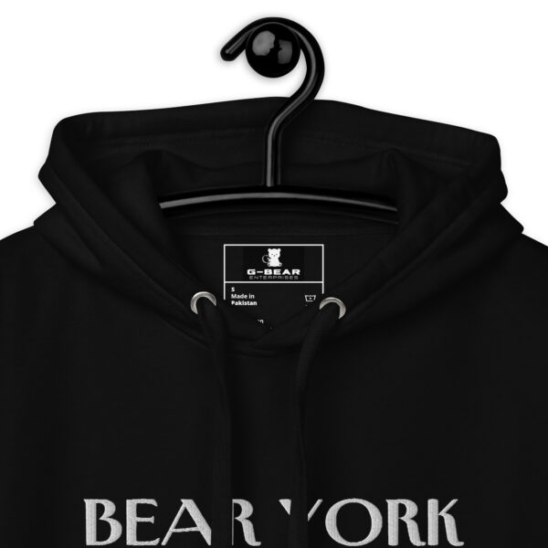 WHITE TEXT ON BLACK BEAR YORK HOODIE - Image 2