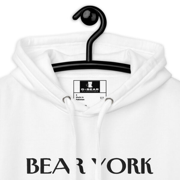 BLACK TEXT ON WHITE BEAR YORK HOODIE - Image 2